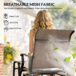 Outdoor Glider with Ottoman, Patio Glider Chair Set with High Back, Wide Seat for Porch, Garden, Backyard, Brown - Image 8