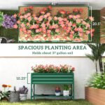 Galvanized Raised Garden Bed, Metal Planter Box with Legs, Storage Shelf and Bed Liner, Green - Image 4
