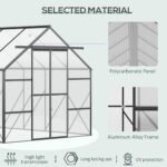 20' x 8' Aluminum Greenhouse Polycarbonate Walk-in Garden Greenhouse Kit with Adjustable Roof Vent, Rain Gutter and Sliding Door for Winter, Clear - Image 4