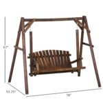 2-Seat Wooden Swing Bench, Ergonomic Design, 'A' Frame Construction, Stable and Non-Slip, Solid Wood Frame Log Garden Swing, for Outdoor and Indoor, Brown - Image 3