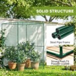 Walk-in Crop Cage, Plant Protectors from Animals with Roll Up Zippered Door, 3.9' x 3.9' x 5.9', Dark Green - Image 5