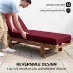 Chaise Lounge Cushion, 4" Thick Outdoor Lounge Chair Cushion with Ties for Patio, 21" x 72 ", Red - Image 7