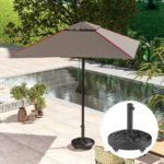 Round Patio Umbrella Base, 46 lbs Resin Umbrella Base with Wheels, Outdoor Umbrella Stand for 1.3"/1.5"/1.9" Umbrella Poles for Outdoor, Lawn, Poolside - Image 8