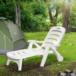 Outdoor Chaise Lounge Chair on Wheels, Waterproof, Quick Assembly, Folding, 5 Level Adjustable Backrest for Pool, White - Image 4