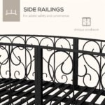 7' Metal Arch Garden Bridge Arc Footbridge with Side Railings Decorative Scrollwork, Black - Image 4