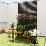 Decorative Privacy Fence Screen, Metal Outdoor Privacy Screen Climbing Plant Trellis with Stand, 78" H x 48" W, Black - Image 8
