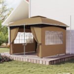 11' x 11' Outdoor Gazebo, Double Roof Patio Gazebo with Curtains, Church Windows, Galvanized Steel Frame - Image 3