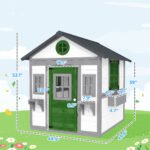 Wooden Playhouse for Kids Outdoor with Doors, Windows, Planter Pots and Boxes for Toddlers 3-8 Years, White - Image 3