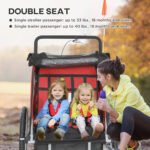 2-Seat Elite 360 Swivel Bike Trailer for Kids Bicycle Cargo Trailer with Water-Resistant Windows, Black and Red - Image 5