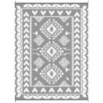Reversible Outdoor Rug, Waterproof Plastic Straw with Carry Bag, 9' x 12', Gray & White Rhombus Patchwork