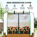 Raised Garden Bed with PE Greenhouse Cover Outdoor Planter Box for Herbs and Vegetables, 35 x 22 x 47 inch, Brown - Image 4