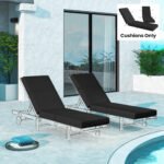 Set of 2 Chaise Lounge Cushion, 4" Thick Outdoor Lounge Chair Cushions with Ties for Patio, 21" x 72 ", Gray - Image 8