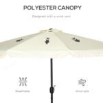 9 ft Cantilever Umbrella with Push Button Tilt and Crank Tassles and 8 Ribs Shade Umbrellas for Garden - Image 6