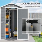 6' x 4' Outdoor Storage Shed, Plastic Shed with Floor, Window, Lockable Door and Vents for Outdoor Patio Storage, Gray - Image 6