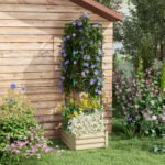 Galvanized Planter Box, 24" x 24" x 73.5" Raised Garden Bed with Tomato Cage for Climbing Vines, Cream - Image 2
