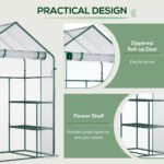 5' x 2.5' x 6.5' Mini Walk-in Greenhouse Kit, Portable Green House with 3 Tier Shelves, Roll-Up Door, and Weatherized Plastic Cover for Backyard Garden, Clear - Image 5