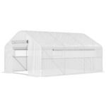13' x 10' x 6.5' Tunnel Greenhouse Hoop House with Upgraded Galvanized Steel Frame and Large Windows, White