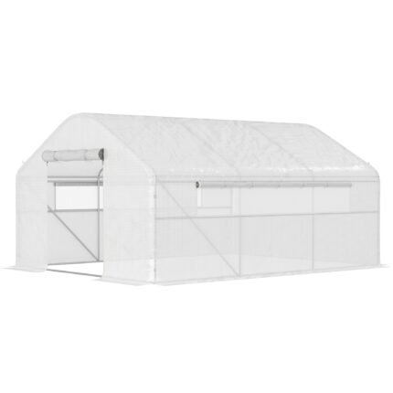 Walk-In Tunnel Greenhouse with Steel Frame, 13' x 10' x 6', White