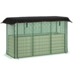 Galvanized Steel Planter Box with Crop Cage and Shade Cloth, Raised Garden Bed for Flowers, Veggies and Herbs, Beige