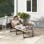 Folding Chaise Lounge Pool Chair with 4-Position Reclining Back, Pillow, Breathable Mesh & Bungee Seat, Rainbow Striped - Image 8