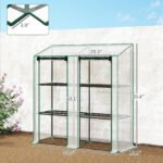 Lean-to Greenhouse, Portable Greenhouse with 3 Tier Shelves, 2 Roll-Up Zippered Doors, 56.3" x 18.1" x 59.4", Clear - Image 3