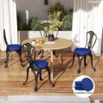 Patio Chair Cushions Set of 4 Round Seat Cushions for Dining Bistro Chairs Machine Washable, 15" x 15" x 3", Navy Blue - Image 2