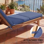 Outdoor Chaise Lounge Cushions Set of 2 with 6 Ties, High-Density Foam, for Patio and Poolside, Navy Blue - Image 6