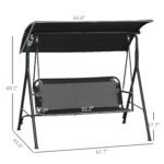 3-Seat Outdoor Patio Swing Chair w/ Cushion, Steel Frame Stand, Adjustable Tilt Canopy for Patio, Garden, Black 1 - Image 3