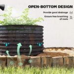 Set of 2 Raised Garden Bed, Metal Planter Box with Safety Edging, Easy-to-assemble Stock Tank, Dark Gray - Image 5