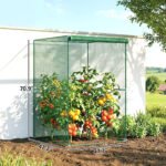 Walk-in Crop Cage, Plant Protectors from Animals with Roll Up Zippered Door, 3.9' x 3.9' x 5.9', Dark Green - Image 3