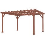 11' x 12.5' Outdoor Wood Pergola with Grape Trellis for Patio, Deck, Backyard, Lawn