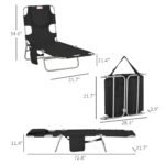 Tanning Chair with Face Hole, 5-Level Adjustable Outdoor Chaise Lounge Chair with Pillow for Beach, Pool, Black - Image 3