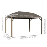 10' x 13' Hardtop Gazebo with Curtains, Netting, Pavilion with Steel Roof Ceiling Hook for Garden Patio, Gray - Image 3