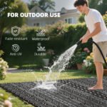 Reversible Outdoor Rug, Waterproof Plastic Straw with Carry Bag, 9' x 18', Black & Gray Geometric Wall - Image 6