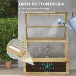 Raised Garden Flower Bed Kit with Greenhouse, Wooden Cold Frame Planter, 35.5" x 31.5" x 36", Natural - Image 5