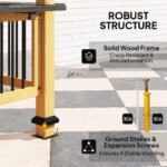 13' x 6' Wooden BBQ Grill Gazebo, Outdoor Hardtop Grill Gazebo with Metal Roof, 2 Bar Shelves and 6 Hooks, Natural - Image 7