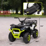 12V Kids ATV, 4 Wheeler Quad with 4 Spring Suspension Wheels, LED Lights, Music USB - Image 3