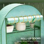 Mini Greenhouse, Portable Greenhouse with 4 Tier Shelves, Roll-Up Door, and Plastic Cover, 41.3" x 17.7" x 63", Green - Image 6