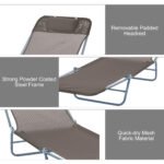Folding Chaise Lounge Chair, Pool Sun Tanning Chair, Outdoor Lounge Chair with 5-Position Reclining Back Brown - Image 5