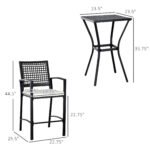 3pcs Patio Bar Set with Soft Cushion, Rattan Wicker Outdoor Furniture Set for Backyards, Lawn, Deck, Poolside - Image 3