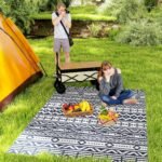 Reversible Outdoor Rug, Waterproof Plastic Straw with Carry Bag, 6' x 9', Blue & White Geometric - Image 2