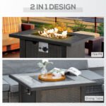 30 Inch Outdoor Propane Gas Fire Pit Table, 50,000 BTU Auto-Ignition Square Wicker-effect Gas Firepit with Ceramic Tabletop, Lid, Lava Rocks & Rain Cover, CSA Certification - Image 4