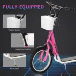 Youth Scooter, Kick Scooter with Adjustable Handlebars, Double Brakes, 16" Inflatable Rubber Tires, Basket, Cupholder - Image 6