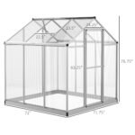 6' L x 6' W Walk-In Polycarbonate Greenhouse with Roof Vent for Ventilation & Rain Gutter for Winter - Image 3