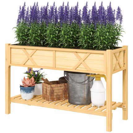 Raised Garden Bed with 47 x 22 x 31.5 in. Elevated Wood Planter Box