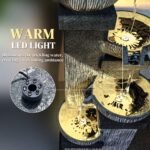 33.5" Water Fountain, 4-Tier Resin Cascading Bowls Outdoor Waterfall Fountain with LED Lights, Pump - Image 4