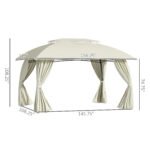 10' x 13' Outdoor Gazebo Patio Gazebo Canopy, Double Vented Roof, Steel Frame, Curtain Sidewalls, Sun Shade Shelter for Garden, Lawn, Backyard, Deck, Beige - Image 3