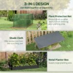 Galvanized Steel Planter Box with Crop Cage and Shade Cloth, Raised Garden Bed for Flowers, Veggies and Herbs, Gray - Image 4