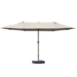 Patio Umbrella 15' Steel Rectangular Outdoor Double Sided Market with base, UV Sun Protection & Easy Crank for Deck Pool Patio - Image 10