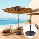 Round Patio Umbrella Base, 46 lbs Resin Umbrella Base with Wheels, Outdoor Umbrella Stand for 1.3"/1.5"/1.9" Umbrella Poles for Outdoor, Lawn, Poolside - Image 2